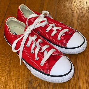 Converse All Star Boys Low Top Red White Lace Up Sneakers Shoes Size 13 Toddler